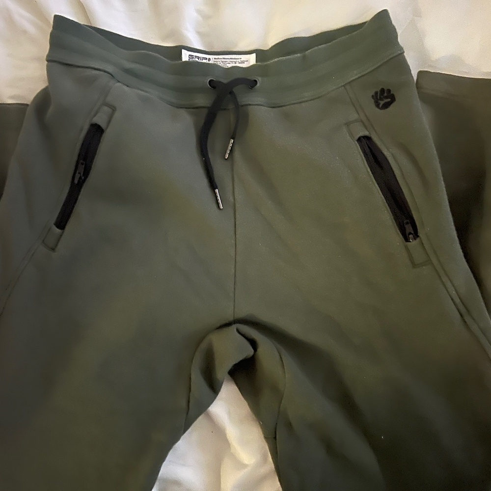 GRIP Fleece lounge pants, green, Medium
